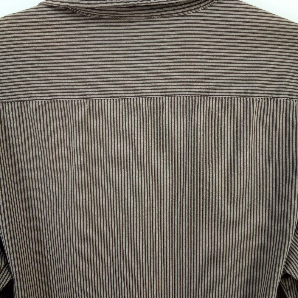 Calvin Klein Jeans Button Up Brown Black Stripe Shirt Small - Picture 4 of 7